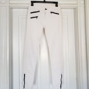 Rag & Bone white moto jeans